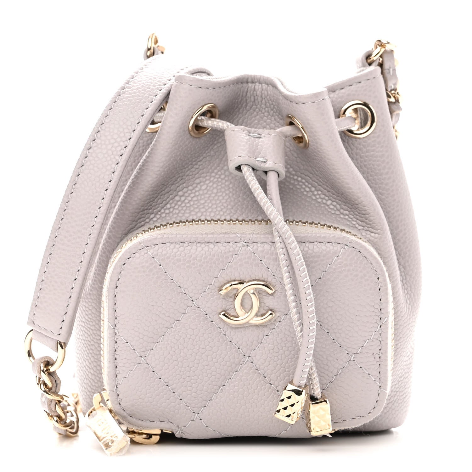 Chanel Caviar Quilted Mini CC Pocket Bucket Bag Grey 1 of 11