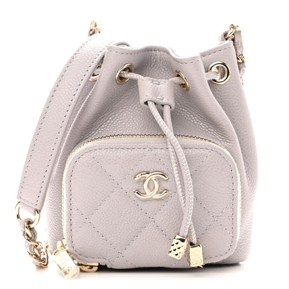 Chanel Caviar Quilted Mini CC Pocket Bucket Bag Grey 1 of 11