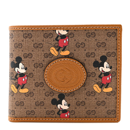 Gucci X DISNEY Mini Vintage GG Supreme Monogram Mickey Mouse Wallet Beige Vintage Sun Oil 1 of 6