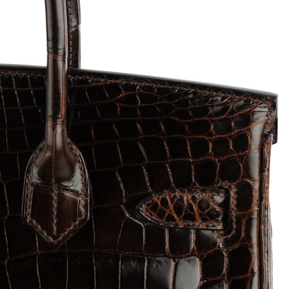 Hermes Shiny Niloticus Crocodile Birkin 30 Havane 21 of 23