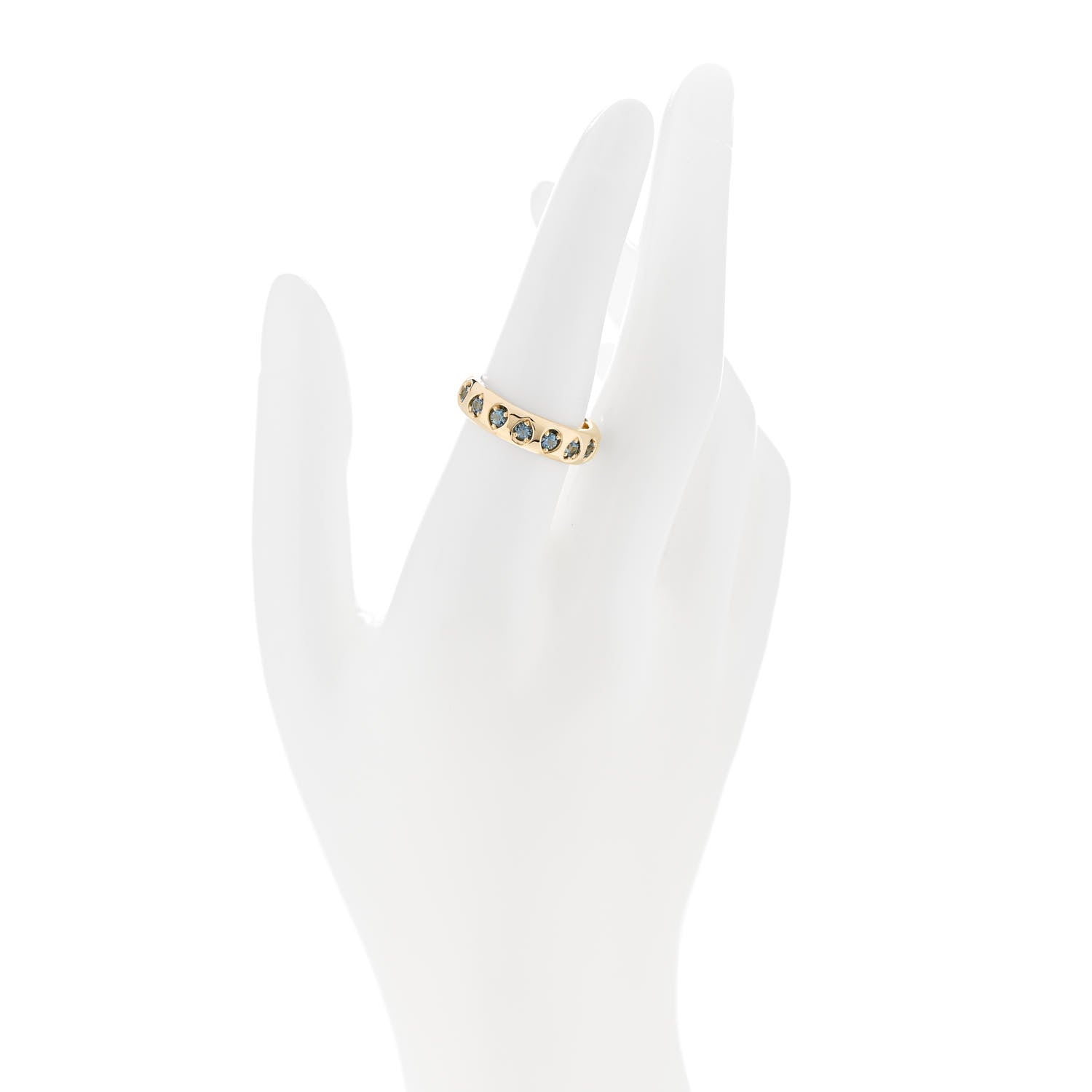 Foundrae 18K Yellow Gold Aquamarine Gemstone Band Ring 54 7 2 of 4