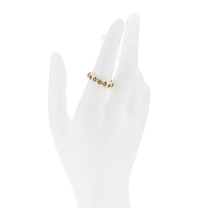 Foundrae 18K Yellow Gold Aquamarine Gemstone Band Ring 54 7 2 of 4