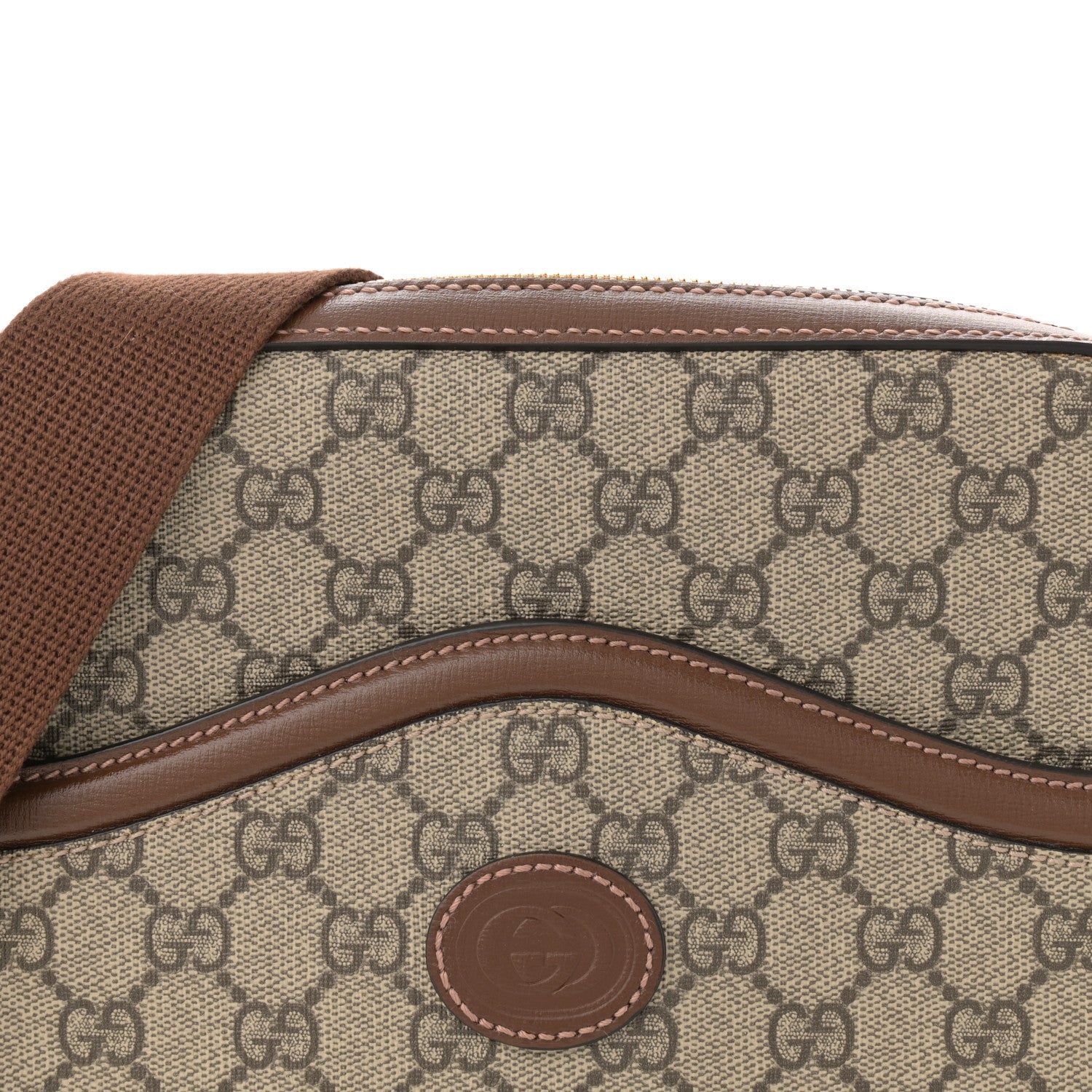 Gucci GG Supreme Monogram Azalea Calfskin Retro Interlocking G Messenger Shoulder Bag Beige Ebony Brown Sugar 8 of 11