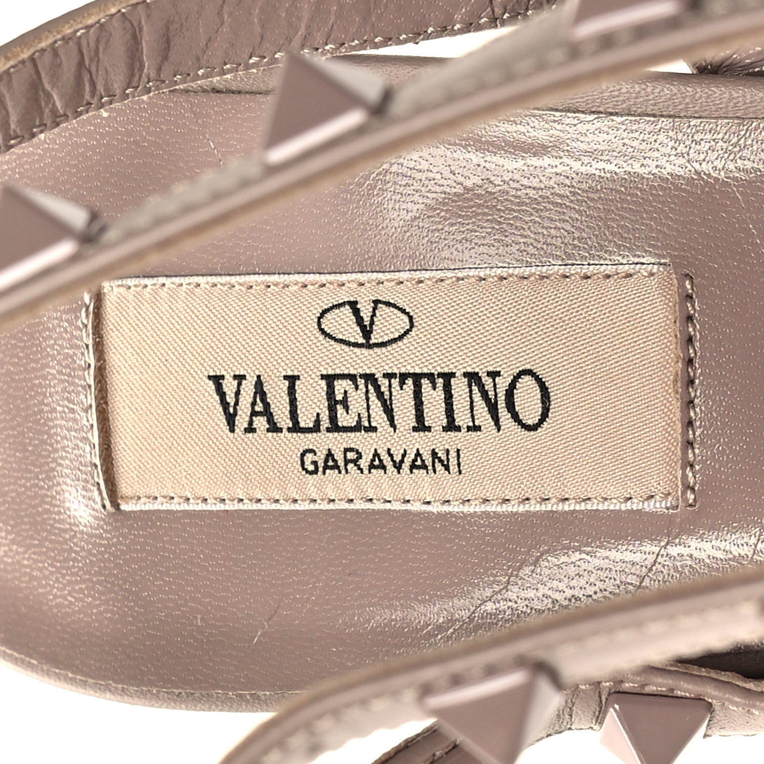 Valentino Garavani Calfskin Lacquered Monochrome Rockstud Ankle Strap 100mm Pumps 41 Poudre 8 of 9
