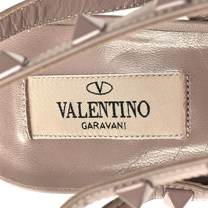 Valentino Garavani Calfskin Lacquered Monochrome Rockstud Ankle Strap 100mm Pumps 41 Poudre 8 of 9