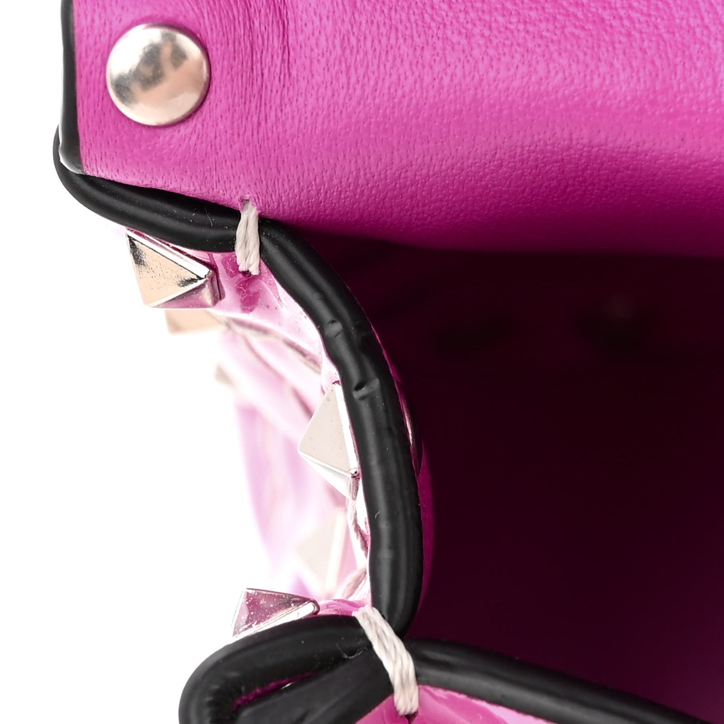 Patent Small Rockstud Spike Shoulder Bag Radiant Orchid