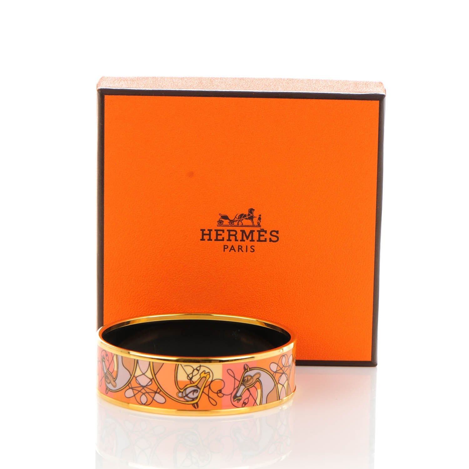 Hermes Enamel Printed Wide Coup De Fouet Bracelet 62 5 of 5