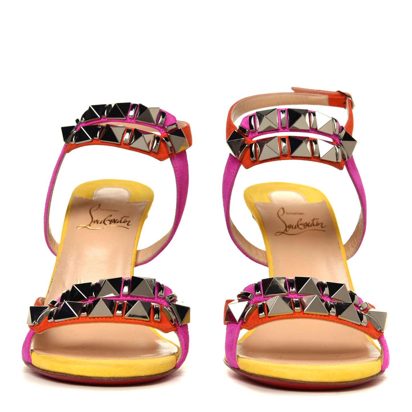 Suede Calfskin Studded Galerietta 100 Sandals 37 Version Multicolor