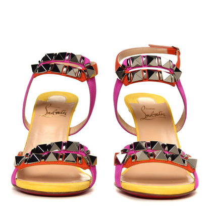 Christian Louboutin Suede Calfskin Studded Galerietta 100 Sandals 37 Version Multicolor 7 of 12