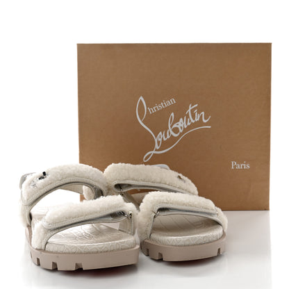 Christian Louboutin Shearling Lock Sandals 40.5 White 16 of 16