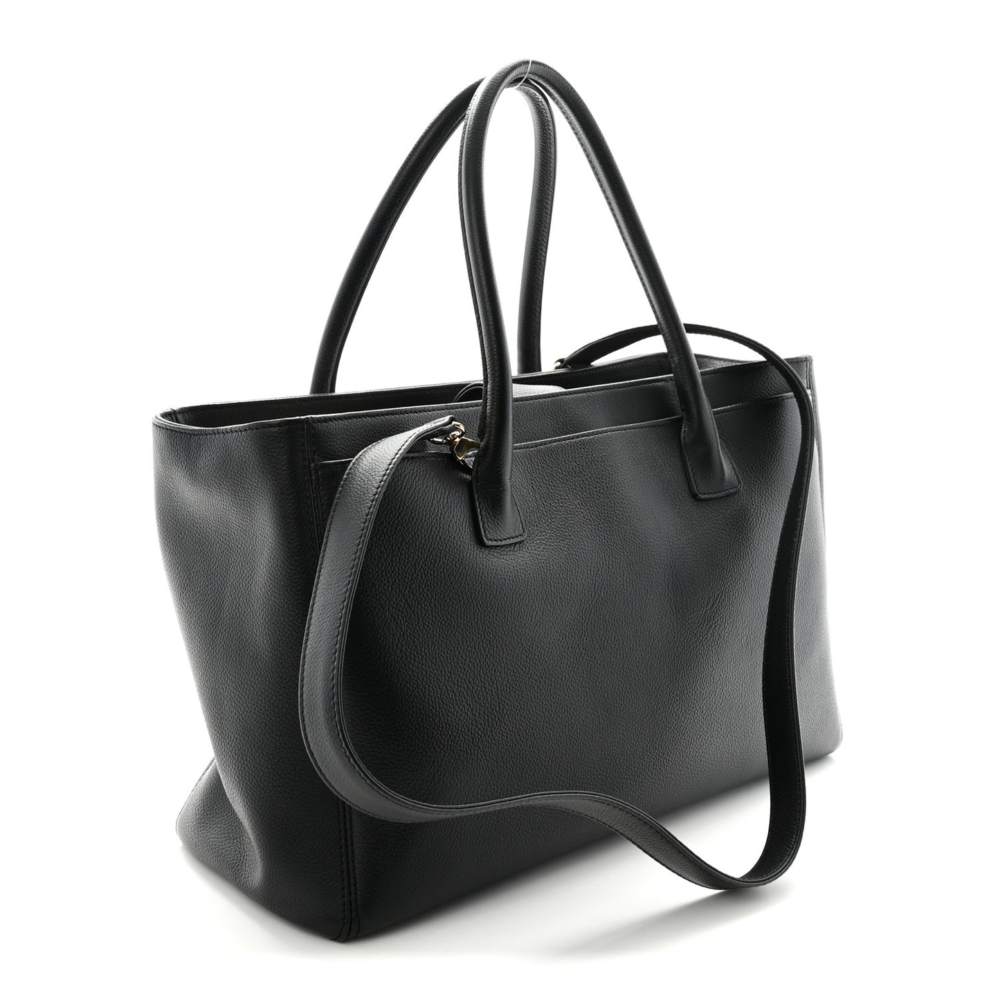 Calfskin Cerf Executive Shopper Tote Black