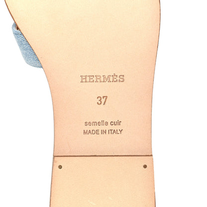 Hermes Denim Canvas Oran Sandals 37 Bleu Clair 6 of 9