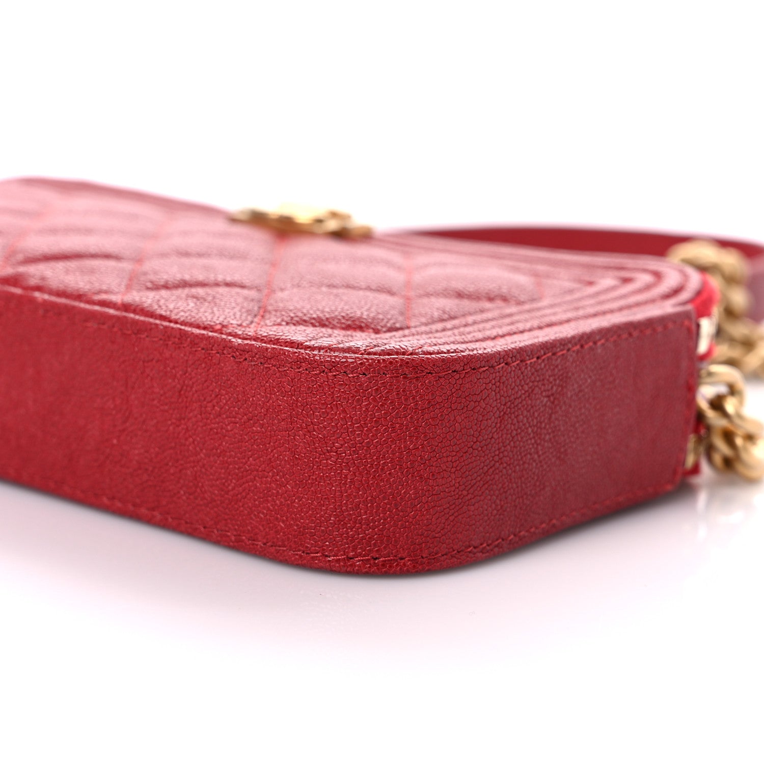 Chanel Caviar Quilted Small Boy Clutch With Chain Red 11 of 11