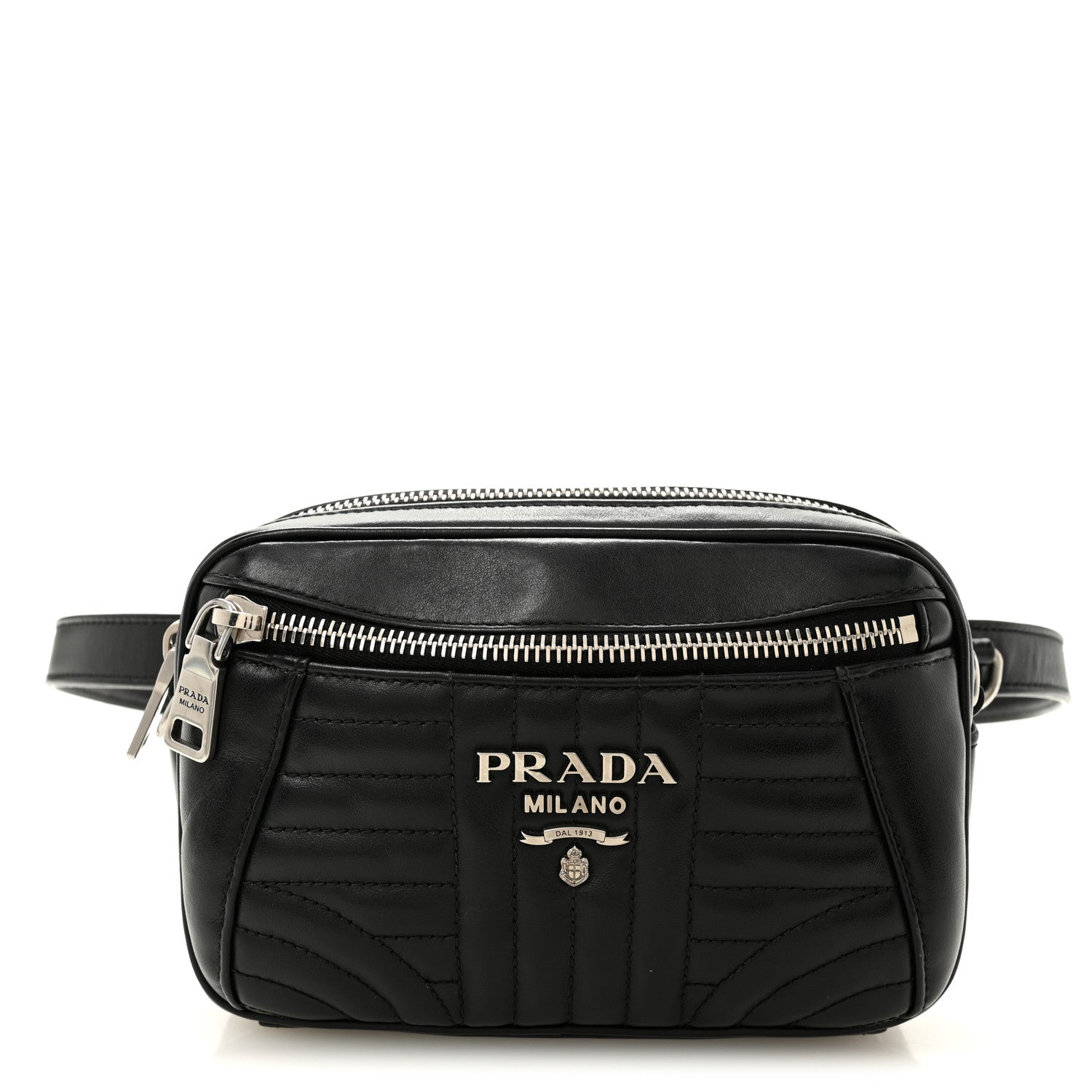 Prada Soft Calfskin Impunture Diagramme Belt Bag Black 1 of 9