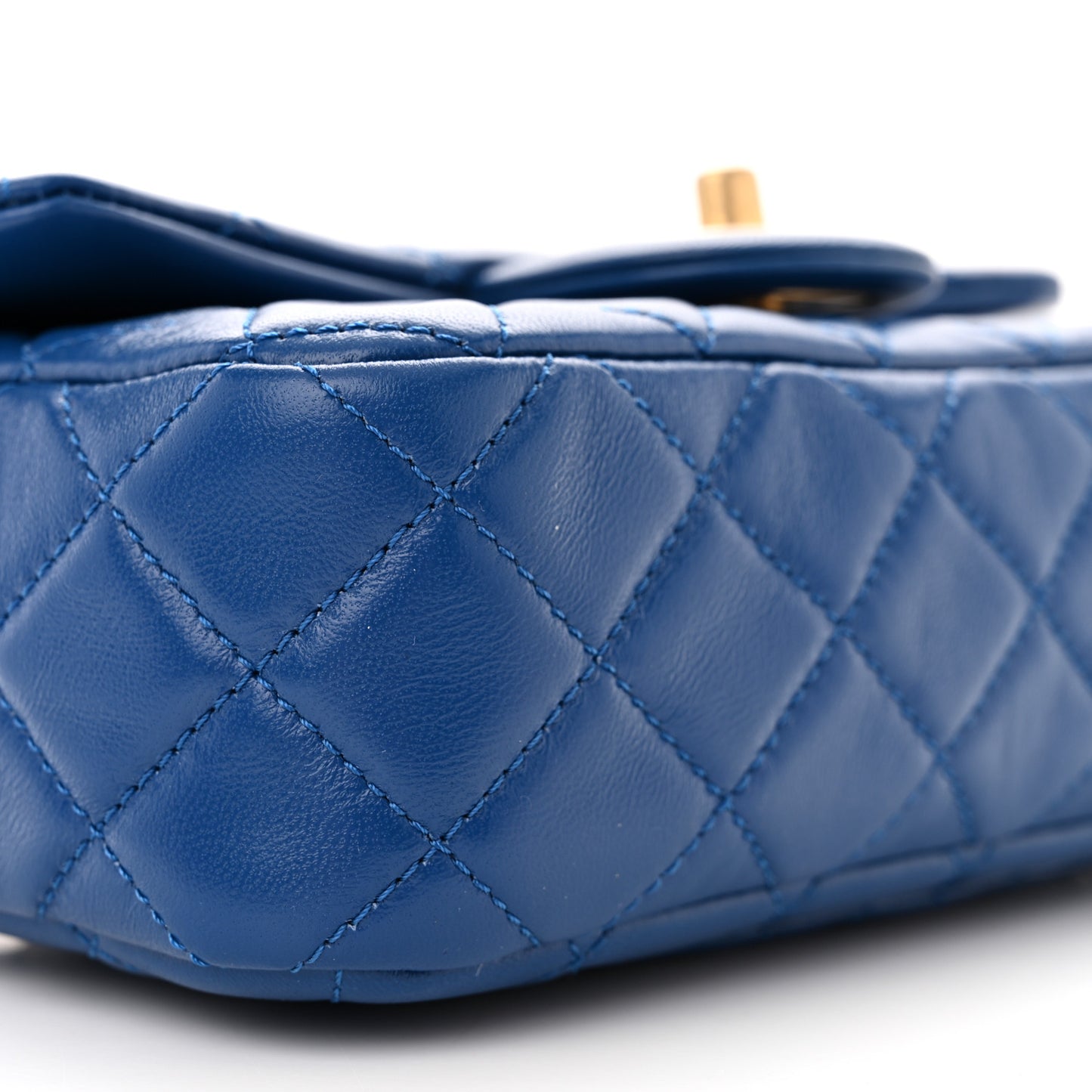 Lambskin Quilted Pearl Crush Mini Rectangular Flap Blue