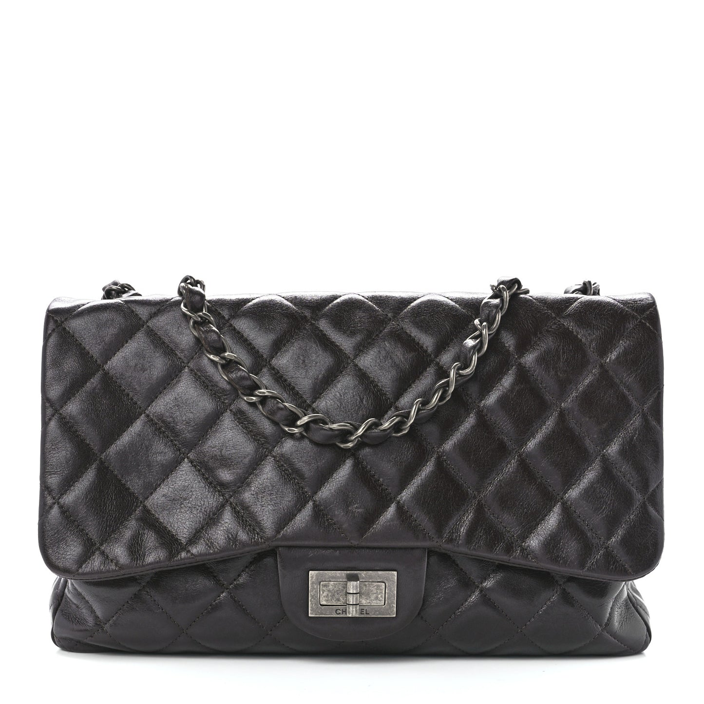 Washed Lambskin Quilted Jumbo Hybrid Reissue Flap Dark Brown