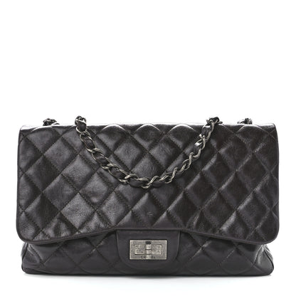 Chanel Washed Lambskin Quilted Jumbo Hybrid Reissue Flap Dark Brown 1 of 12