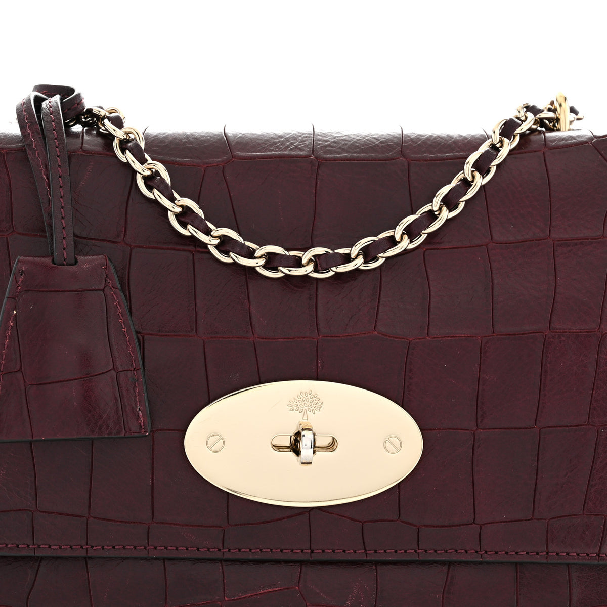Mulberry Nappa Crocodile Embossed Medium Lily Flap Oxblood 8 of 11