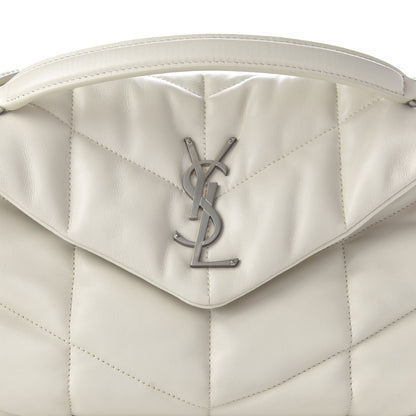 Saint Laurent Lambskin Quilted Small Loulou Puffer Monogram Chain Satchel Blanc Vintage 9 of 9