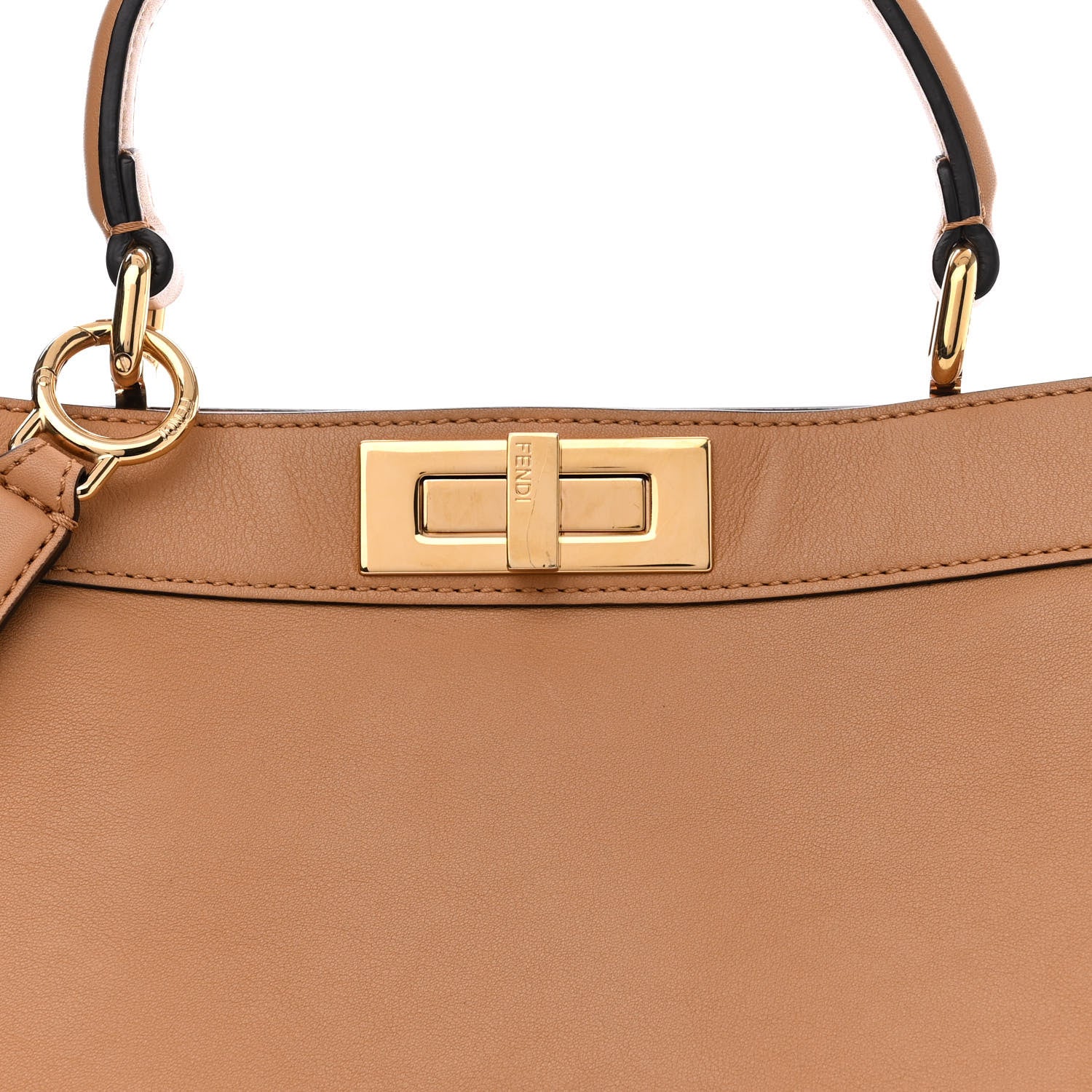 Fendi Vitello Seta Shiny Nappa Medium Peekaboo I SEE U Satchel Miele Scuro Light Rose 9 of 13