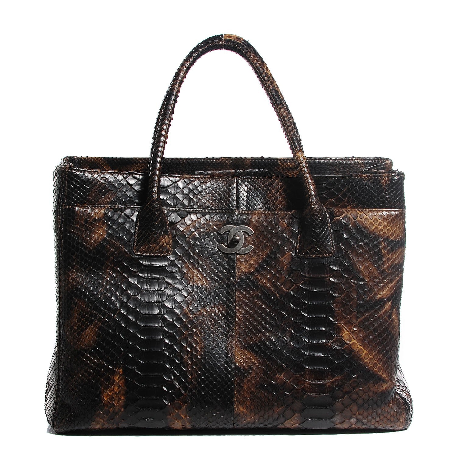 Chanel Python Cerf Shopper Tote Dark Brown 1 of 7