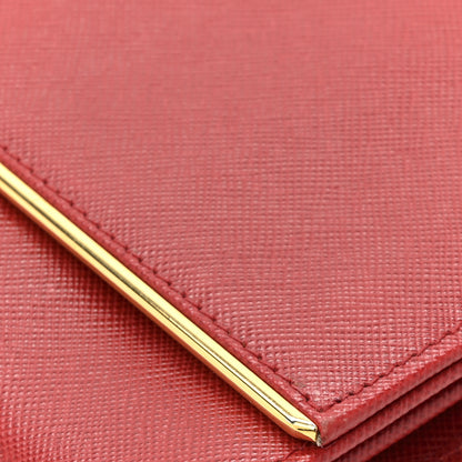 Prada Saffiano Metal Bar Flap Wallet Fuoco 11 of 12