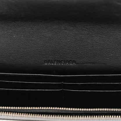 Balenciaga Metallic Extra Supple Calfskin Crocodile Embossed Gossip Wallet On Chain Silver 6 of 16