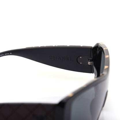 Chanel Wood Rubber Shield Sunglasses 71337A Black 6 of 9