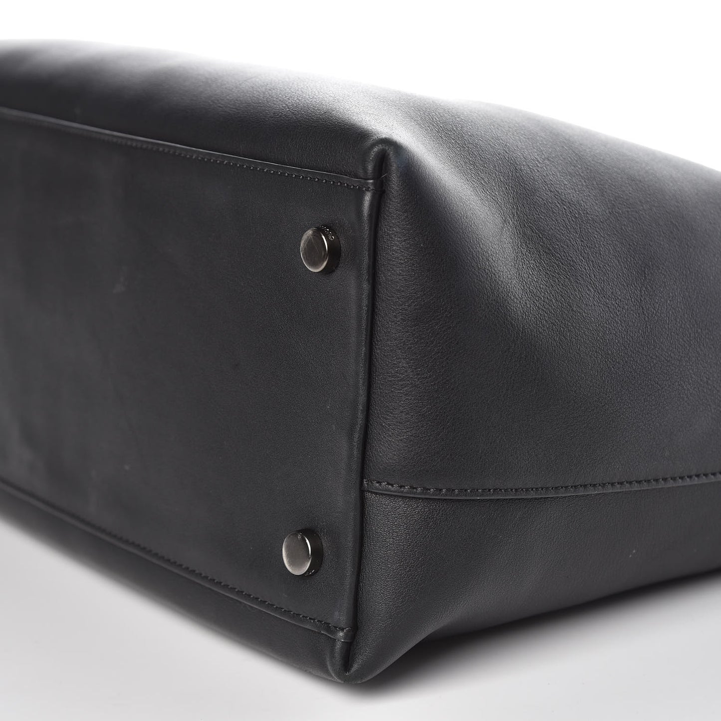 Calfskin Fisherman Hook Drawstring Hobo Bag Black