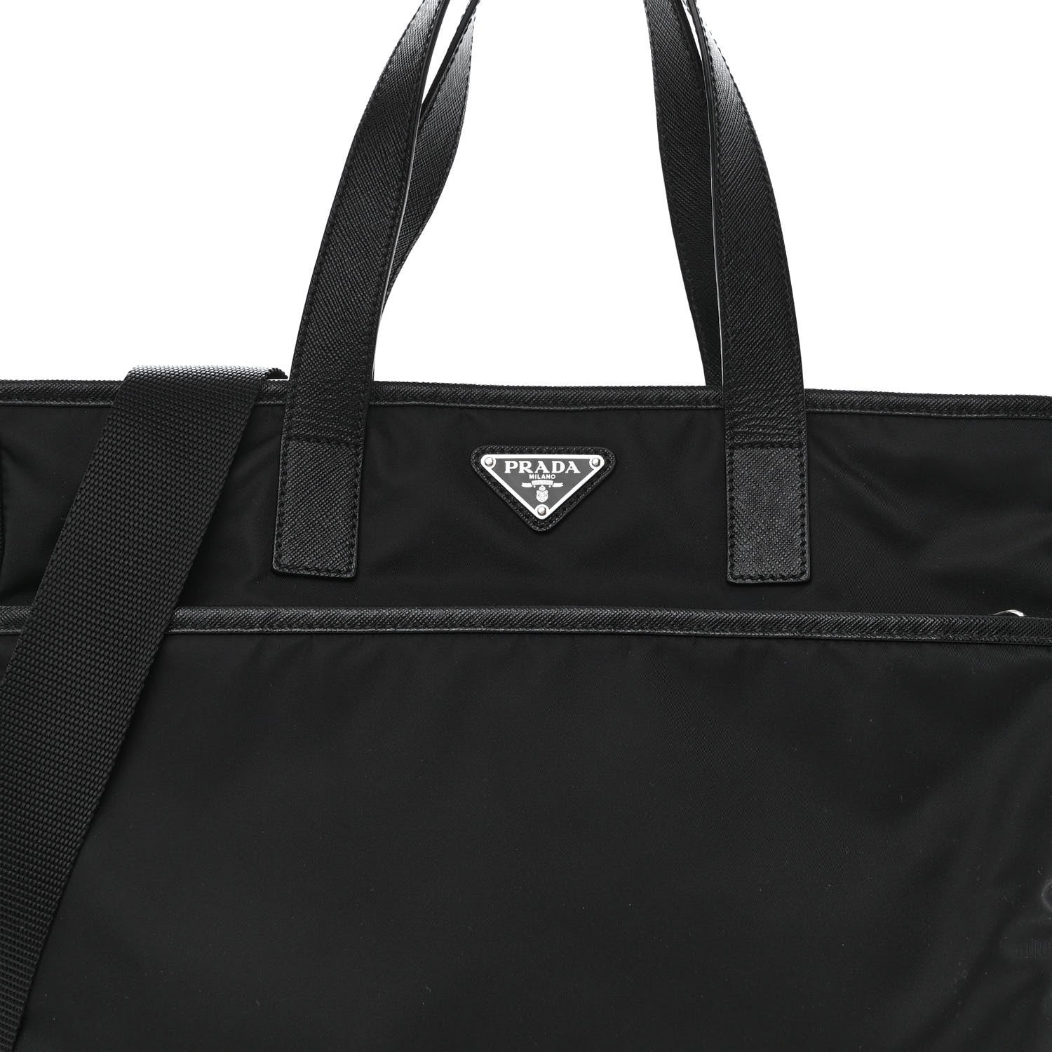 Prada Tessuto Nylon Saffiano Tote Black 8 of 13
