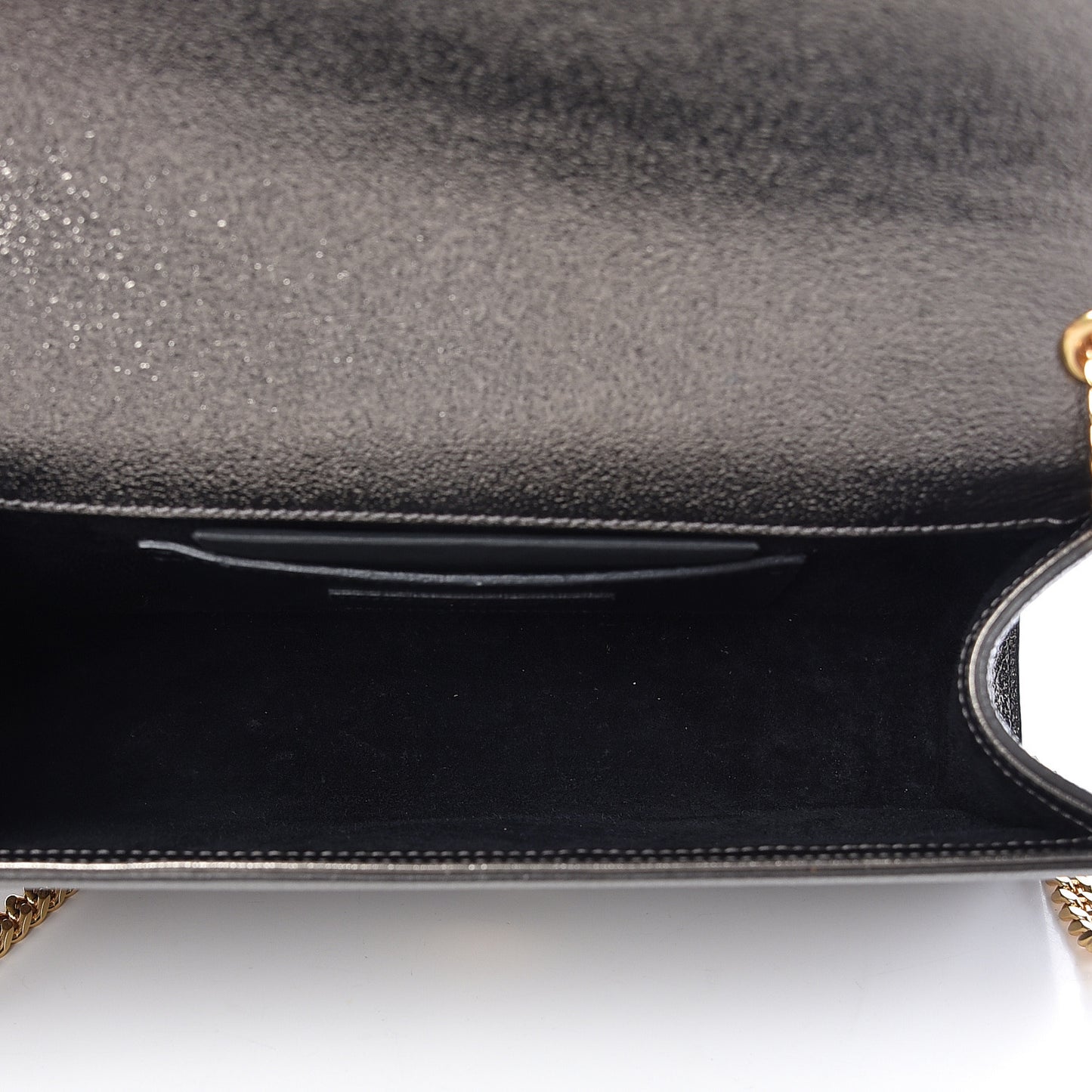 Metallic Grain De Poudre Medium Classic Monogram Kate Satchel Grey
