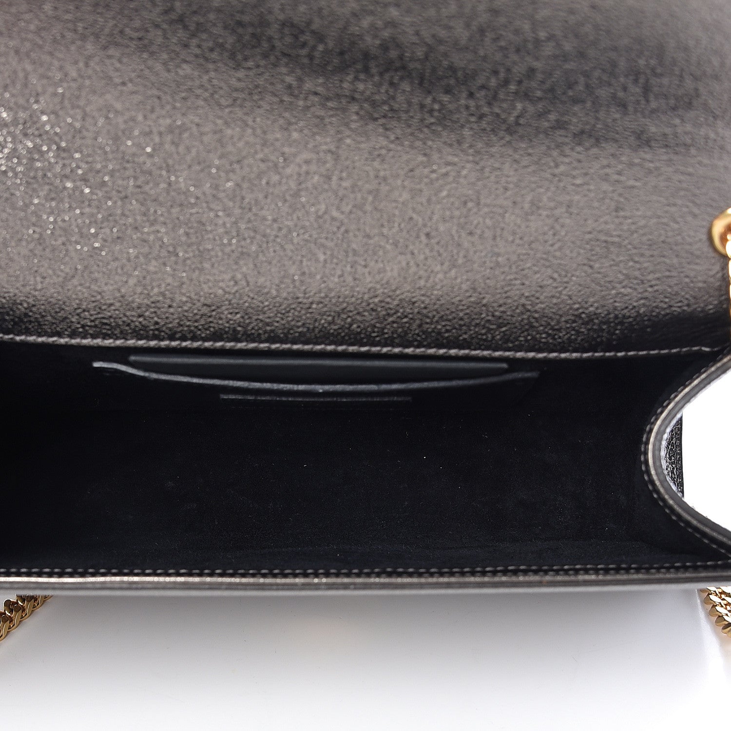 Saint Laurent Metallic Grain De Poudre Medium Classic Monogram Kate Satchel Grey 5 of 12