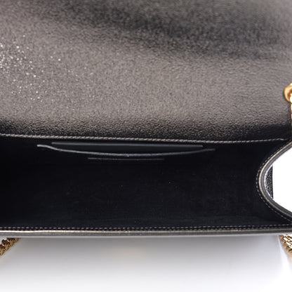 Saint Laurent Metallic Grain De Poudre Medium Classic Monogram Kate Satchel Grey 5 of 12