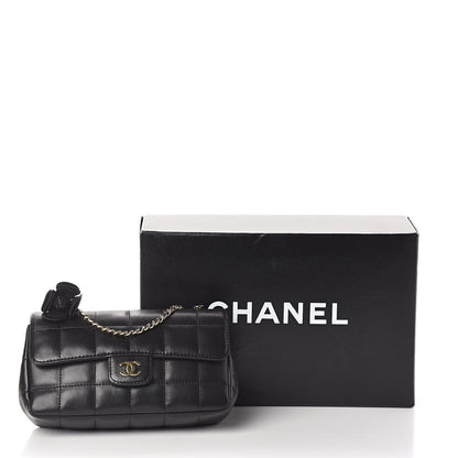 Chanel Lambskin Quilted Mini Chocolate Bar Camellia Flap Black 11 of 11