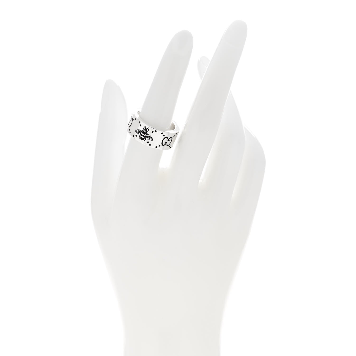 Gucci Sterling Silver GG Bee Band Ring 54 7 2 of 6