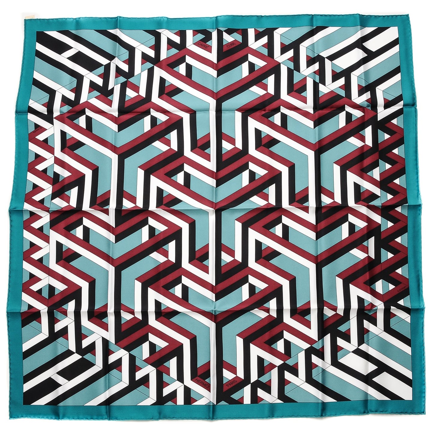 Silk Carre Cube Scarf 90 Canard Blanc Veronese
