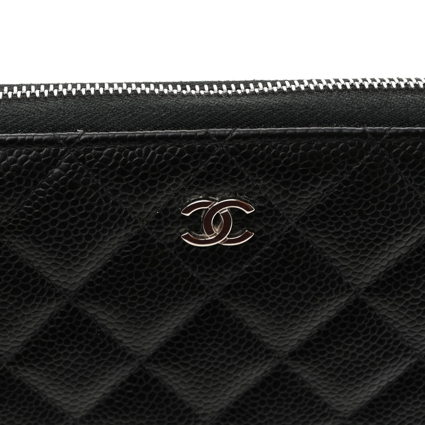 Caviar Quilted Large Gusset Zip Around Wallet Black