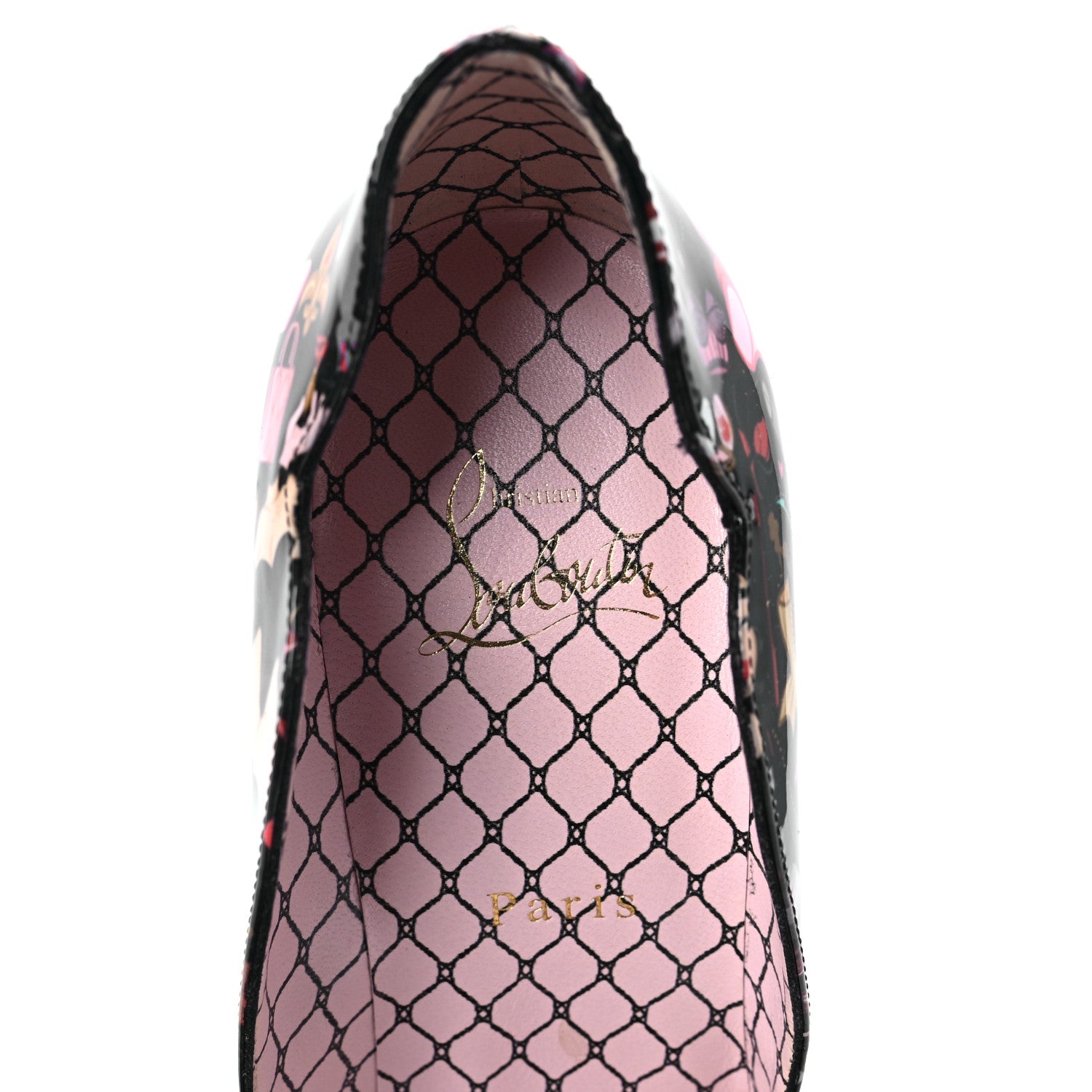 Christian Louboutin Patent Bored Lin Resille Hot Chick 100 Pumps 39.5 Black Multicolor 7 of 7