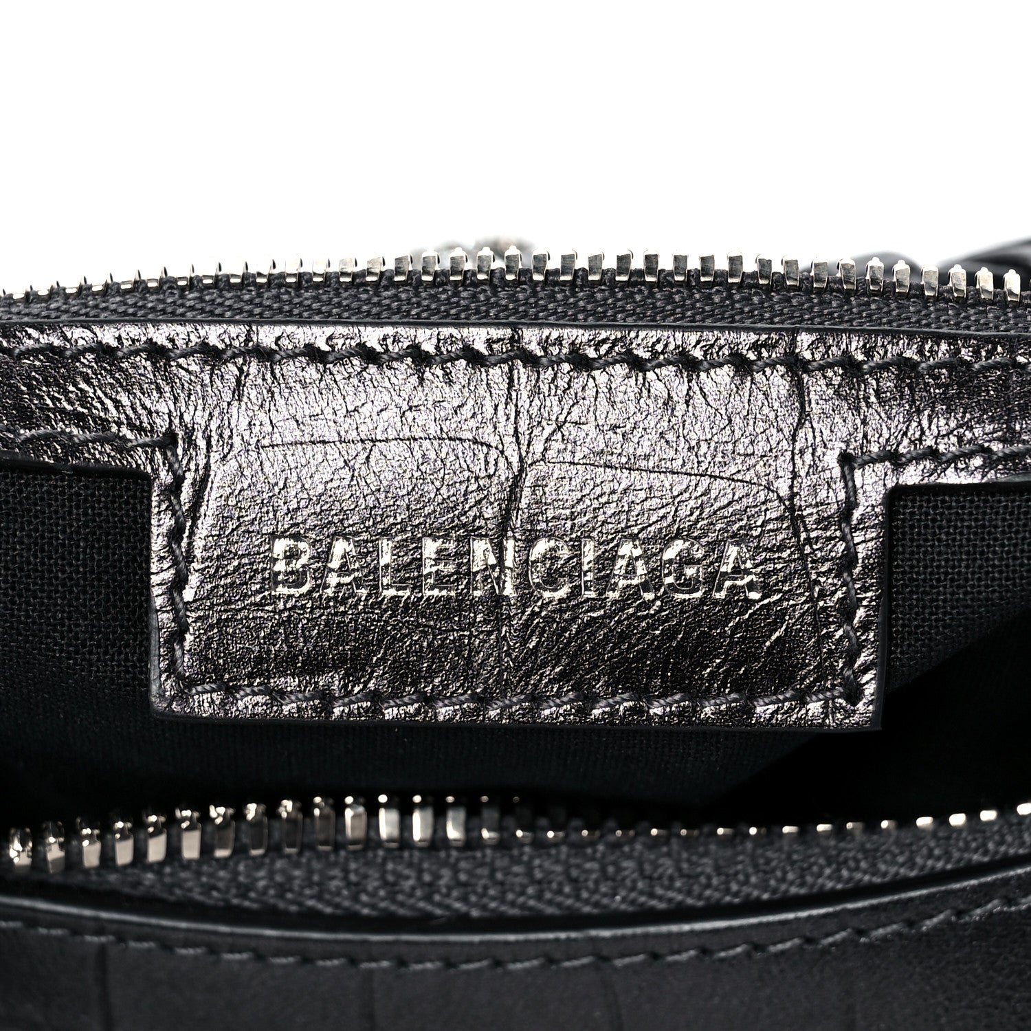 Balenciaga Metallic Calfskin Crocodile Embossed Crystal Small Le Cagole Shoulder Bag Gunmetal 6 of 8