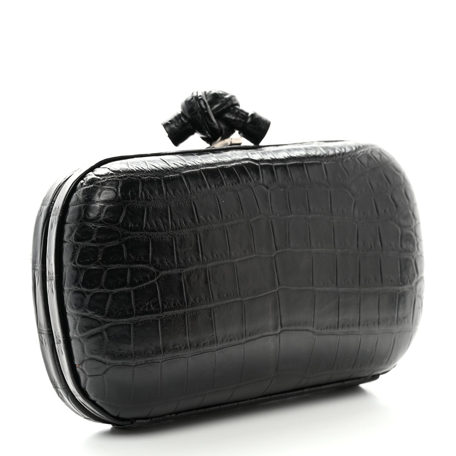 Bottega Veneta Crocodile Knot Clutch Black 3 of 6
