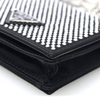 Prada Satin Crystal Metal Triangle Logo Card Holder With Strap Cristal 9 of 10