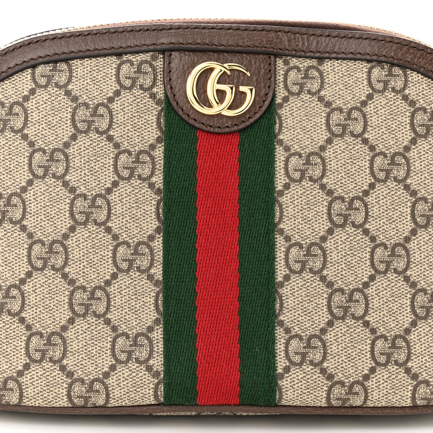 Gucci GG Supreme Monogram Textured Calfskin Web Large Ophidia Cosmetic Case Beige Ebony New Acero 8 of 12