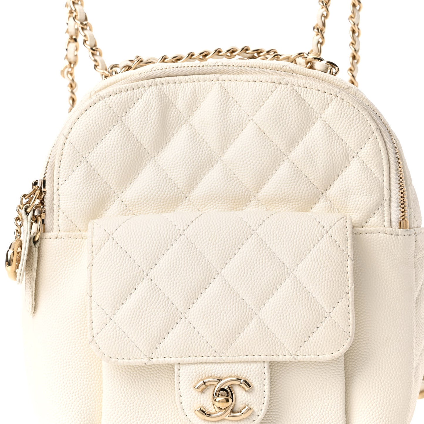 Caviar Quilted Small CC Day Backpack White
