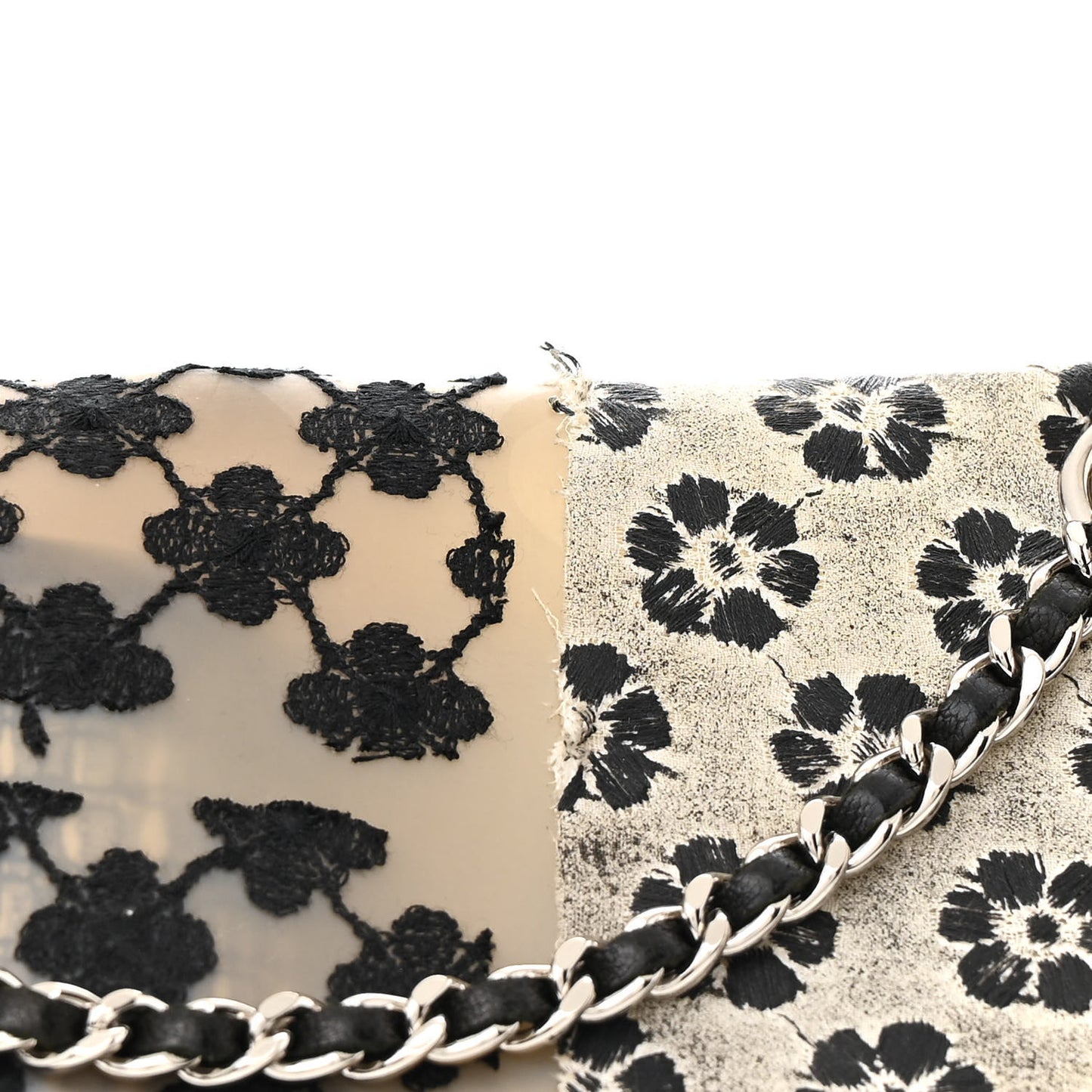 PVC Tweed Patchwork Medium Single Flap Black