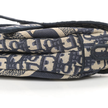 Christian Dior Oblique Embroidered Saddle Bag Blue 10 of 11