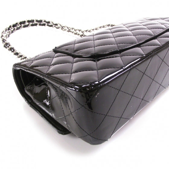 Patent Medium Double Flap Black