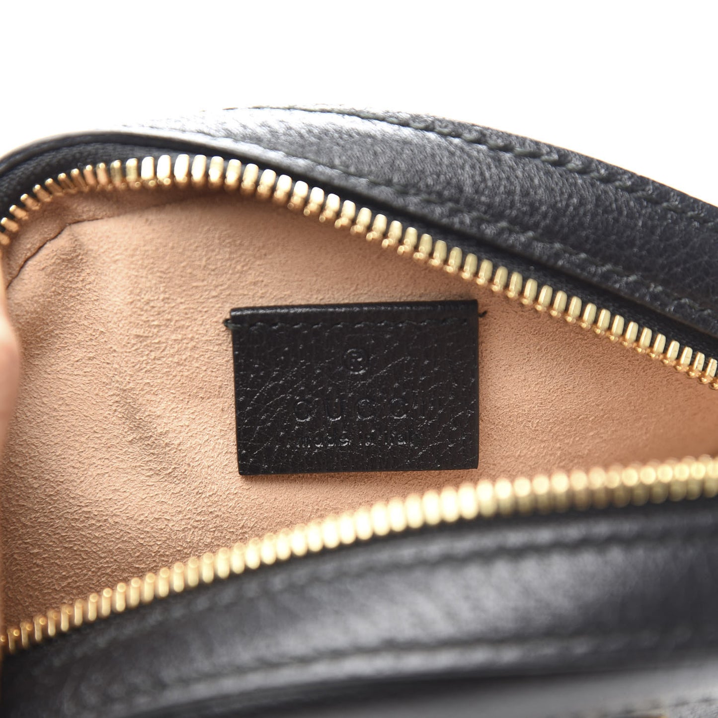 Grained Calfskin Web Mini Ophidia Round Shoulder Bag Black