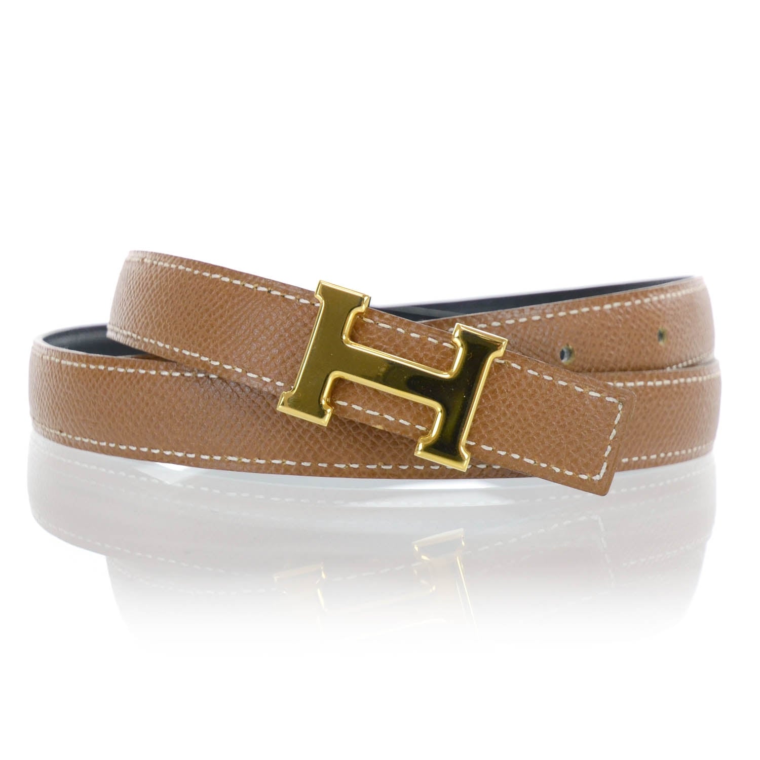Hermes Leather Reversible H Belt 90 Black Gold 4 of 6