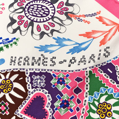 Hermes Silk Gavroche En Attendant Ulysse Scarf 45 Rose Vif White Multicolor 2 of 5