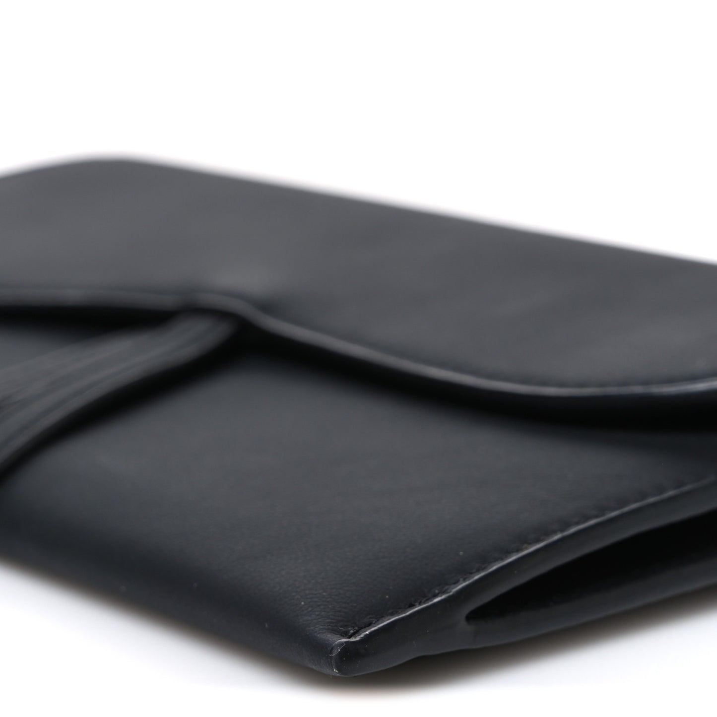 Ultra Matte Calfskin Saddle Chain Wallet Pouch Black